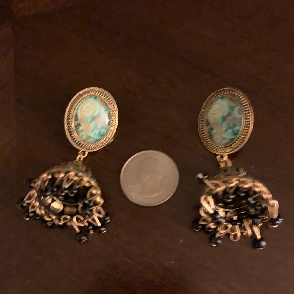 🍃 Boho Paisley & Fringed Bell Dangled Earrings - New With Tags - Picture 4 of 4